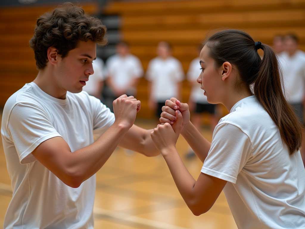 Adolescents en cours de Krav-Maga à La Garenne-Colombes